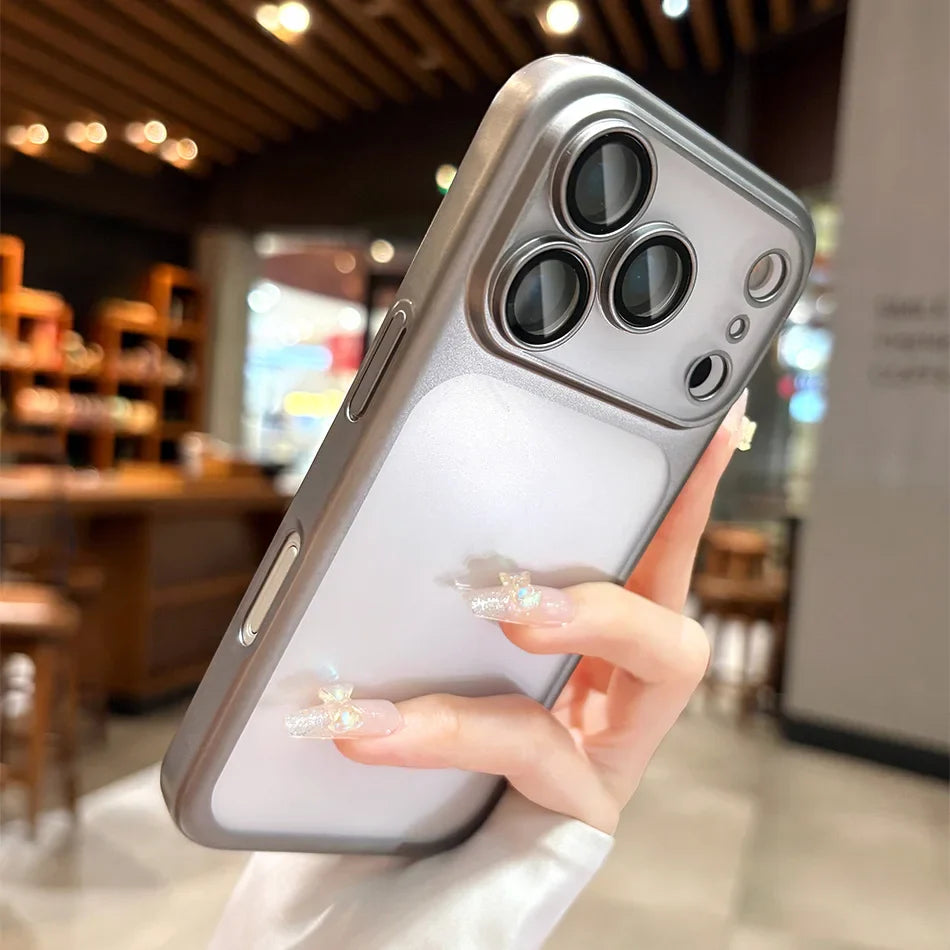 Luxury Plating Matte PC Clear Hard Phone Case For iPhone