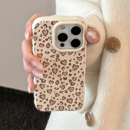 Stylish Retro Leopard Print Love Heart Soft Phone Case For iPhone