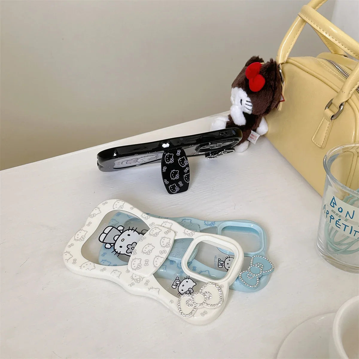 New Black Wind Bow Style Lace Kitty Cat Phone Case For iPhone