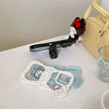 New Black Wind Bow Style Lace Kitty Cat Phone Case For iPhone