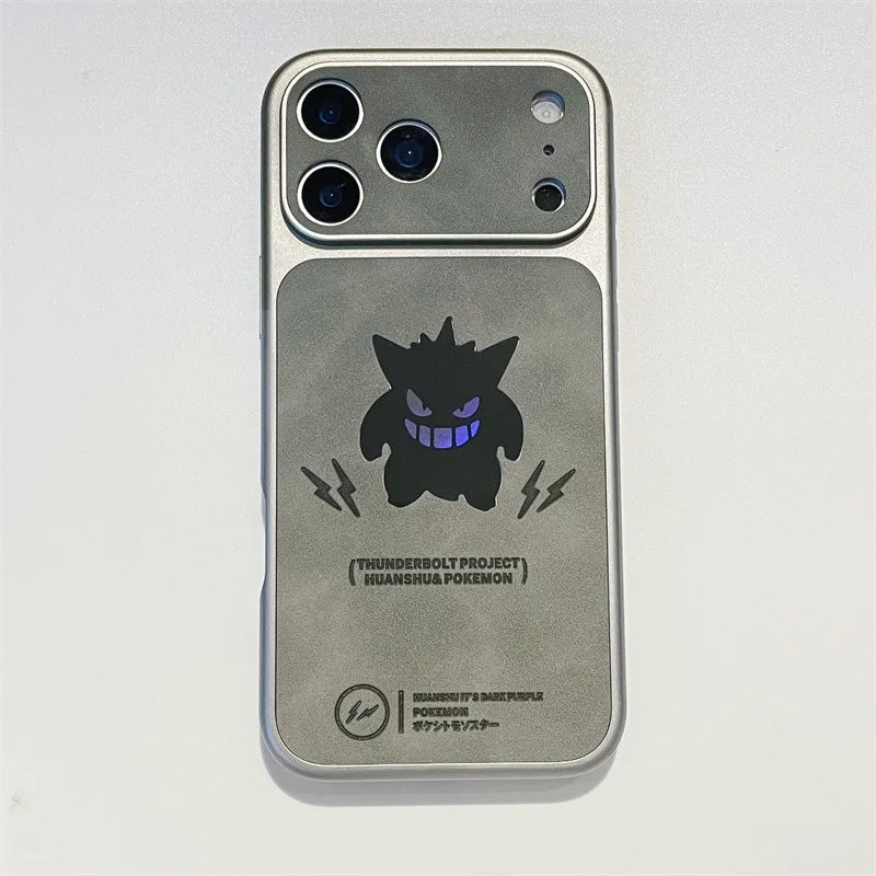 Anime Cartoon Ghost Gengar Laser Leather Texture Phone Case For iPhone