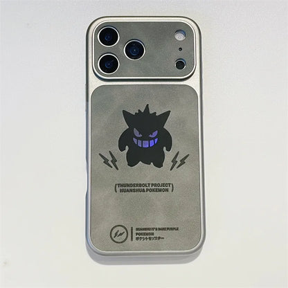 Anime Cartoon Ghost Gengar Laser Leather Texture Phone Case For iPhone