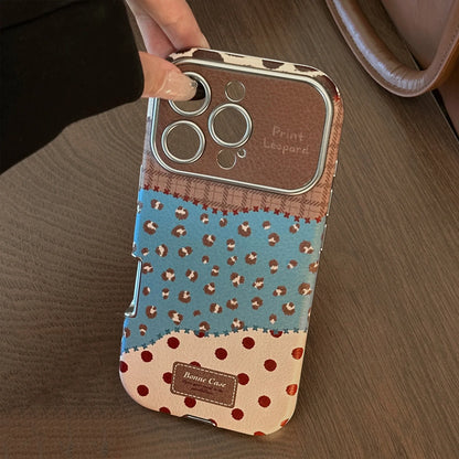 Korean Retro Leopard Print Splicing Leather Texture Phone Case For iPhone