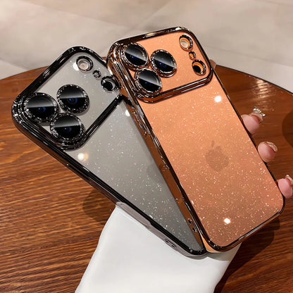 Ultra Thin Slim Plating Transparent Glitter PC Case  For iPhone