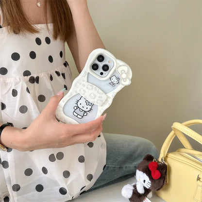 New Black Wind Bow Style Lace Kitty Cat Phone Case For iPhone