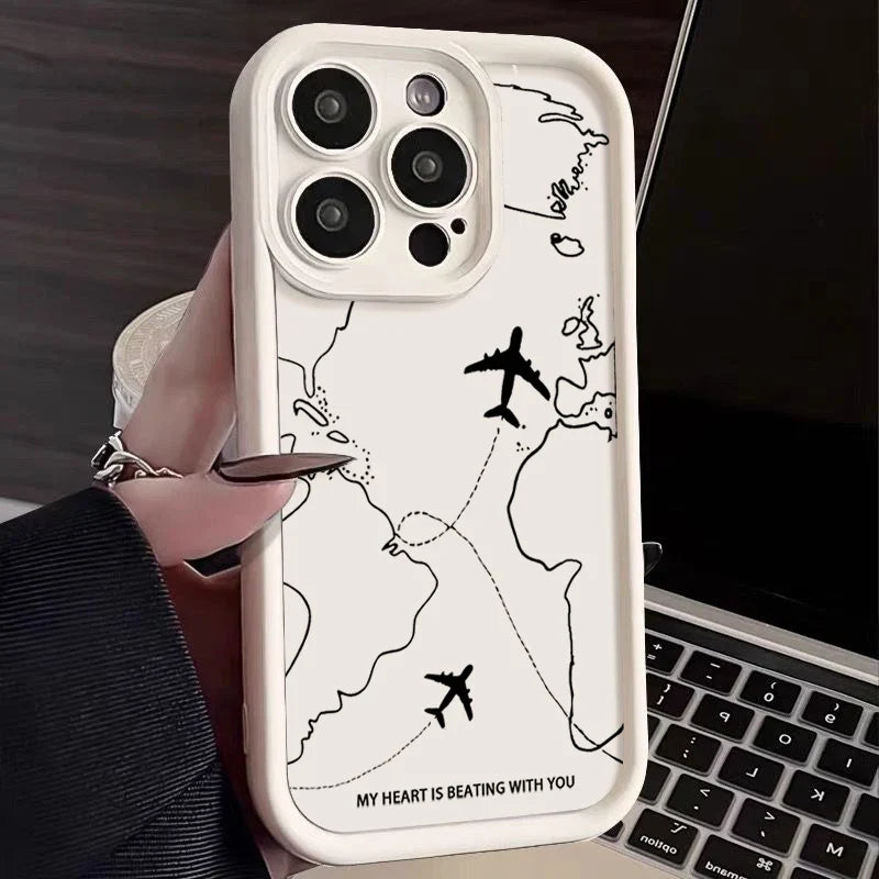 Airplane Route Pattern Phone Case For iPhone