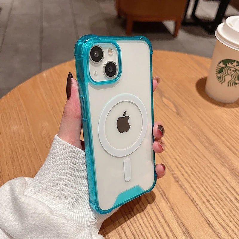 Luxury Shockproof Magsafe Wireless Charge Transparen Phone Case