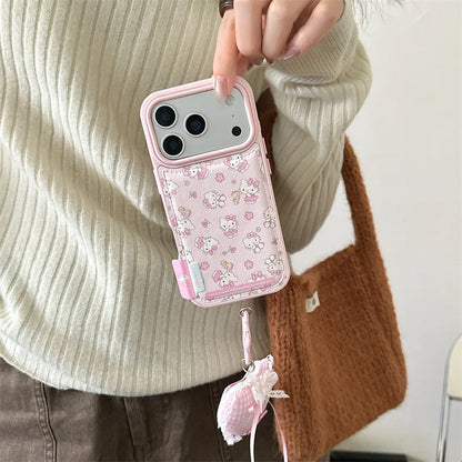 Fashion Cute Pink Hellokitty Leather Phone Case For iPhone