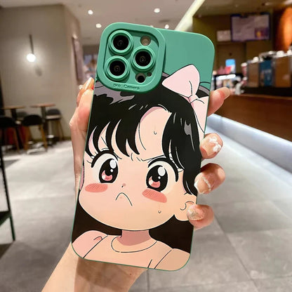 Cute Cartoon Sunglasses Girl Grip Phone Case
