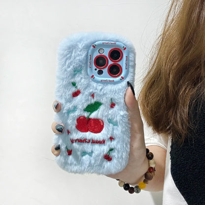New Cherry Plush Autumn and Winter Cute and Warm Phone Case