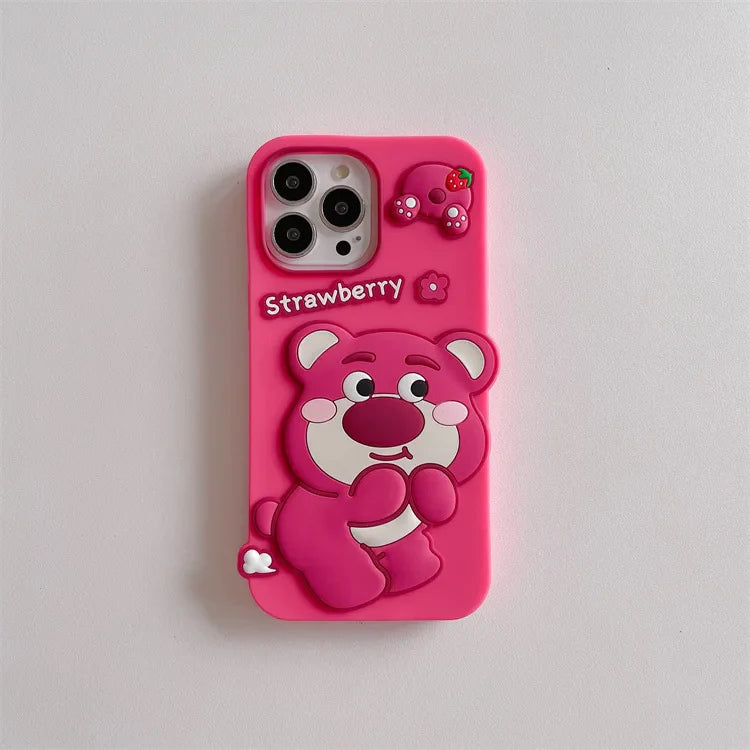 Cute Cartoon Strawberr Bear Phone Case For iPhone
