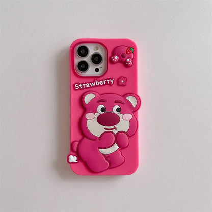 Cute Cartoon Strawberr Bear Phone Case For iPhone