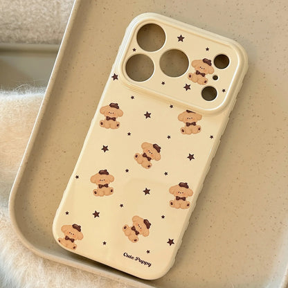 Korean Cartoon Puppy Stars Pattern Soft Phone Case For iPhone