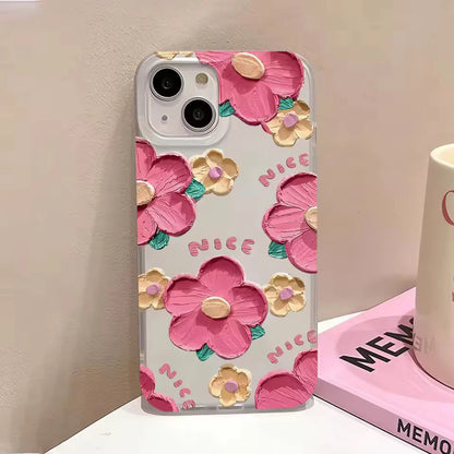 Oil Painting Flower Simple Phone Case For iPhone