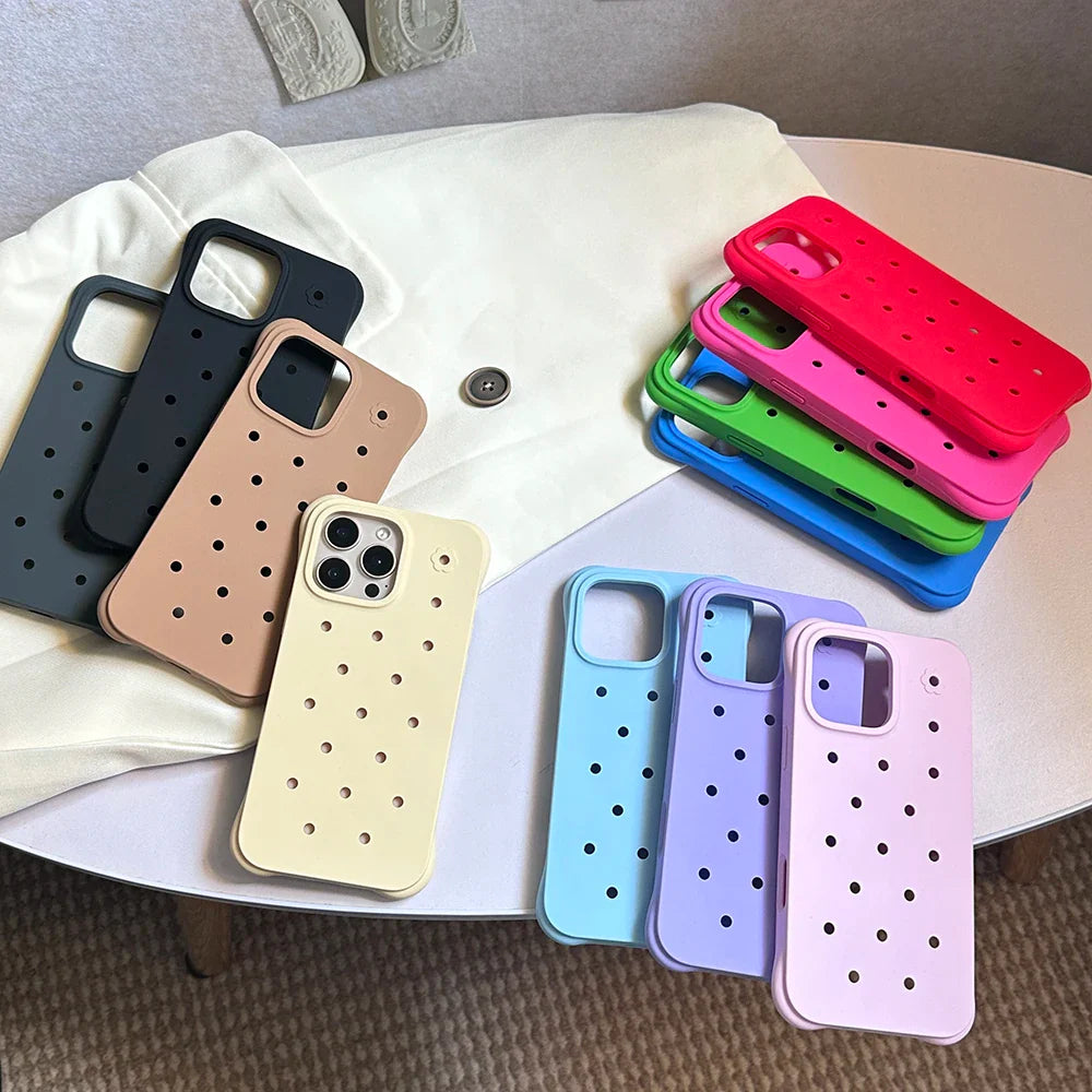 Luxury Diy Charms Holes Phone Case For iPhone