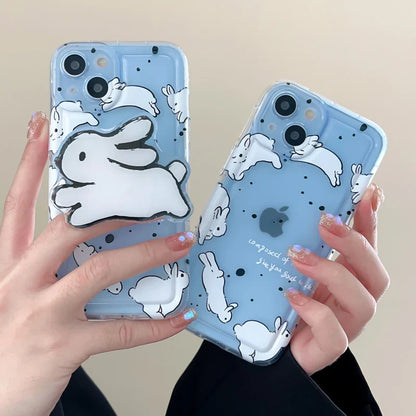 Run Rabbit Caroon Grip Tok Holder Soft Phone Case