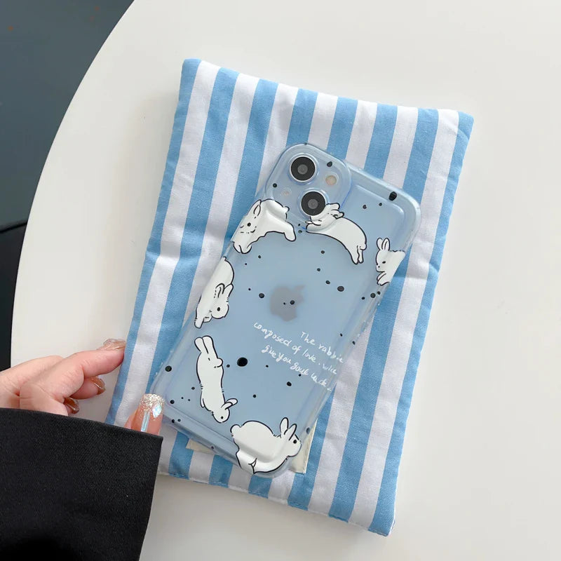 Run Rabbit Caroon Grip Tok Holder Soft Phone Case