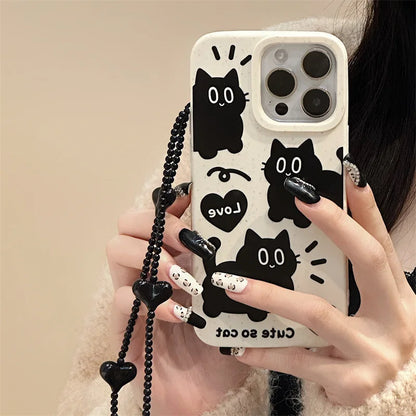 Cartoon Black Cat Phone Case