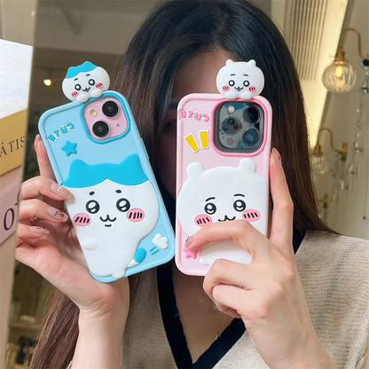 Cartoon Cute Chiikawa Hachiwares Usagis Stereoscopic Phone Case