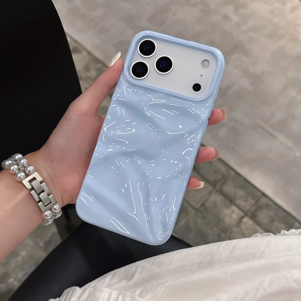 Candy Color Ripple Texture Glossy Phone Case For iPhone