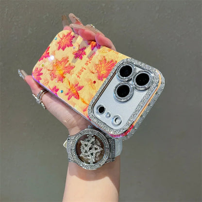 Autumn Oil Painting Maple Leavesa Drop Glue Phone Case For iPhone