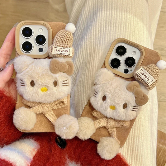 Cartoon Brown Bow Hat Hello Kitty Cute Phone Case