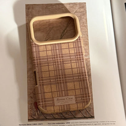 Korean Grid Pattern Leather Texture Phone Case For iPhone