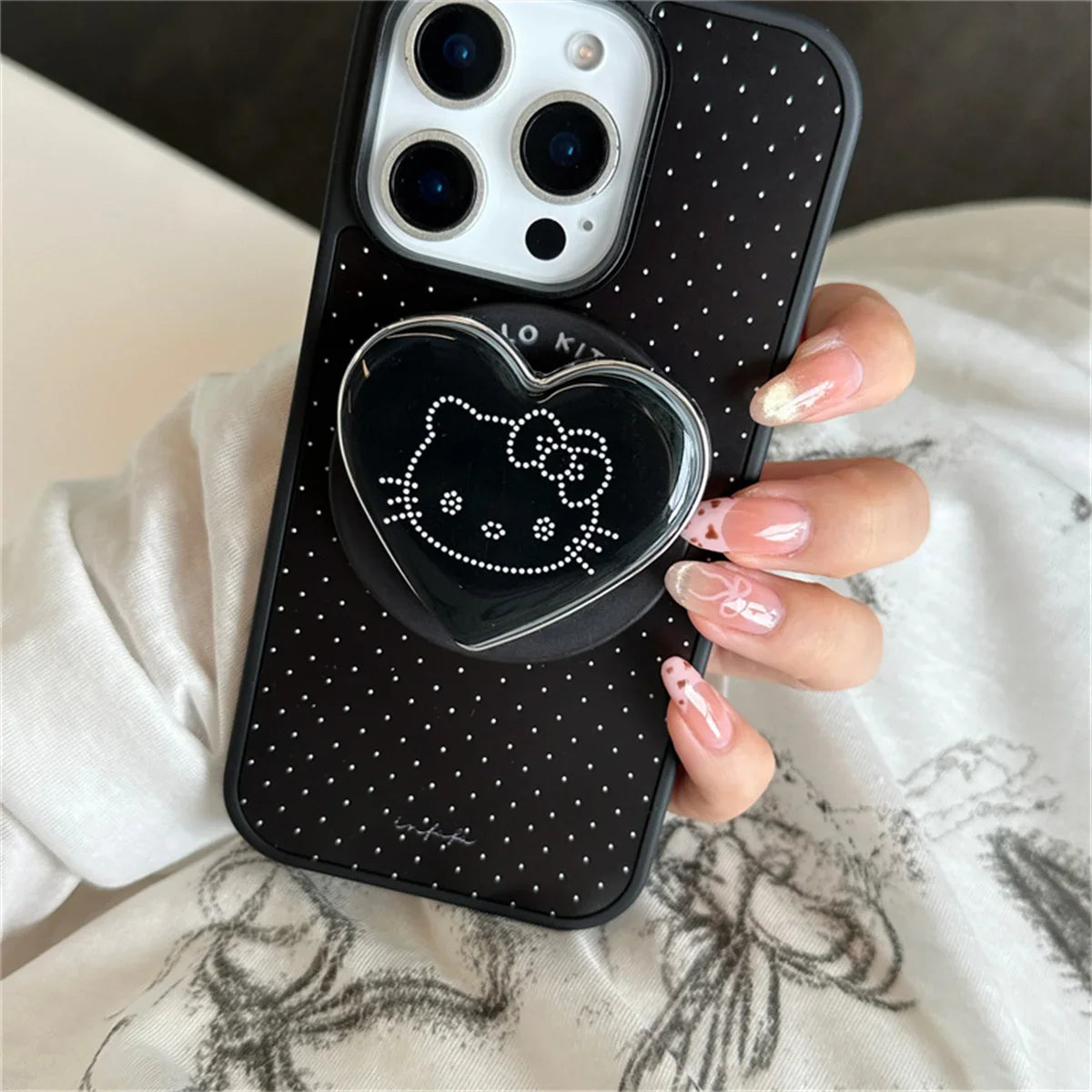 Simple Black Polka Dot Magnetic Phone Case For iPhone