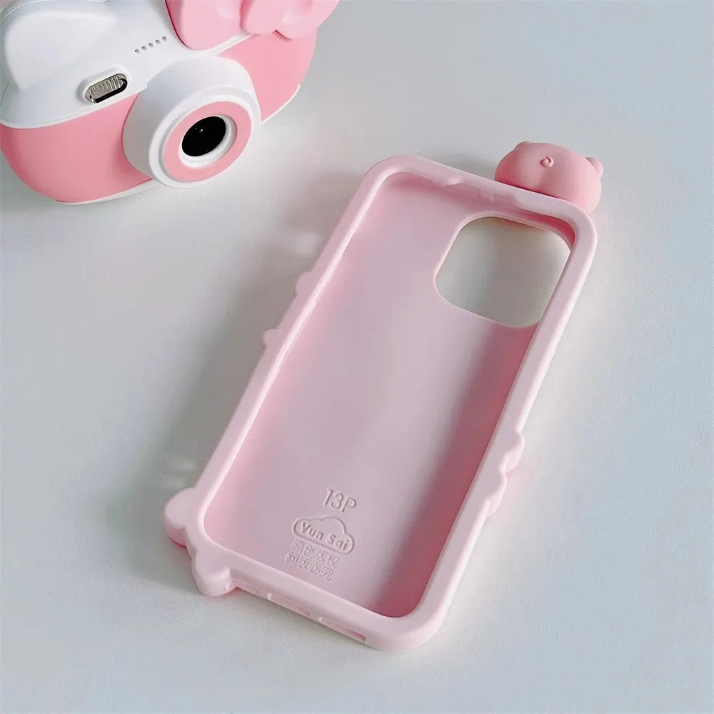 3D Cartoon Stereoscopic Love Pig Phone Case