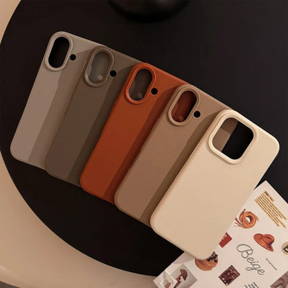 Autumn Winter Caramel Chocolates Milktea Maillard Solid Color Phone Case For iPhone