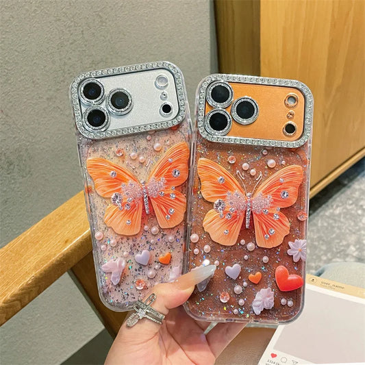 Luxury Diamond Sequins Butterfly Phone Case For iPhone