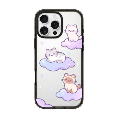 Cartoon Cloud Cat Black Acrylica Border Magnetic Case For iPhone