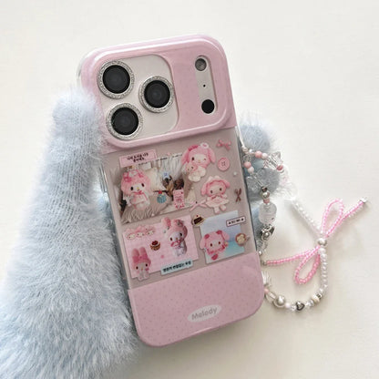 Bling Glitter Full Screen Hello Kitty Melody Phone Case For iPhone