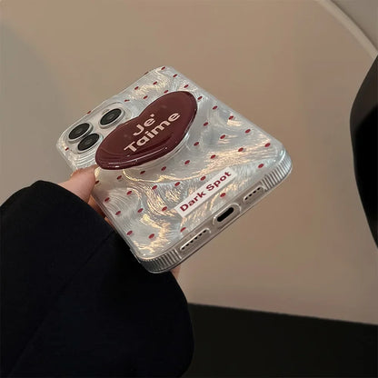 Black Red Heart Grip Tok Stand Holder Dazzling Laser Phone Case For iPhone