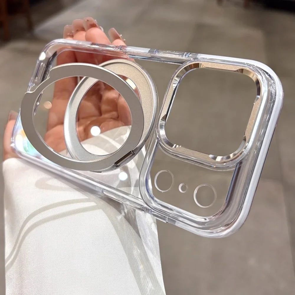 Luxury Plating Ultra Thin Clear For Magsafe Bracket Case for iPhone