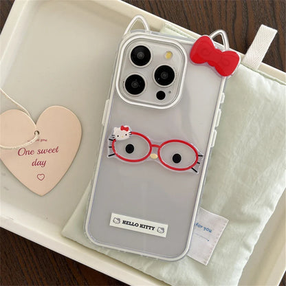 Cute Ears Glasses Hello Kitty Phone Case