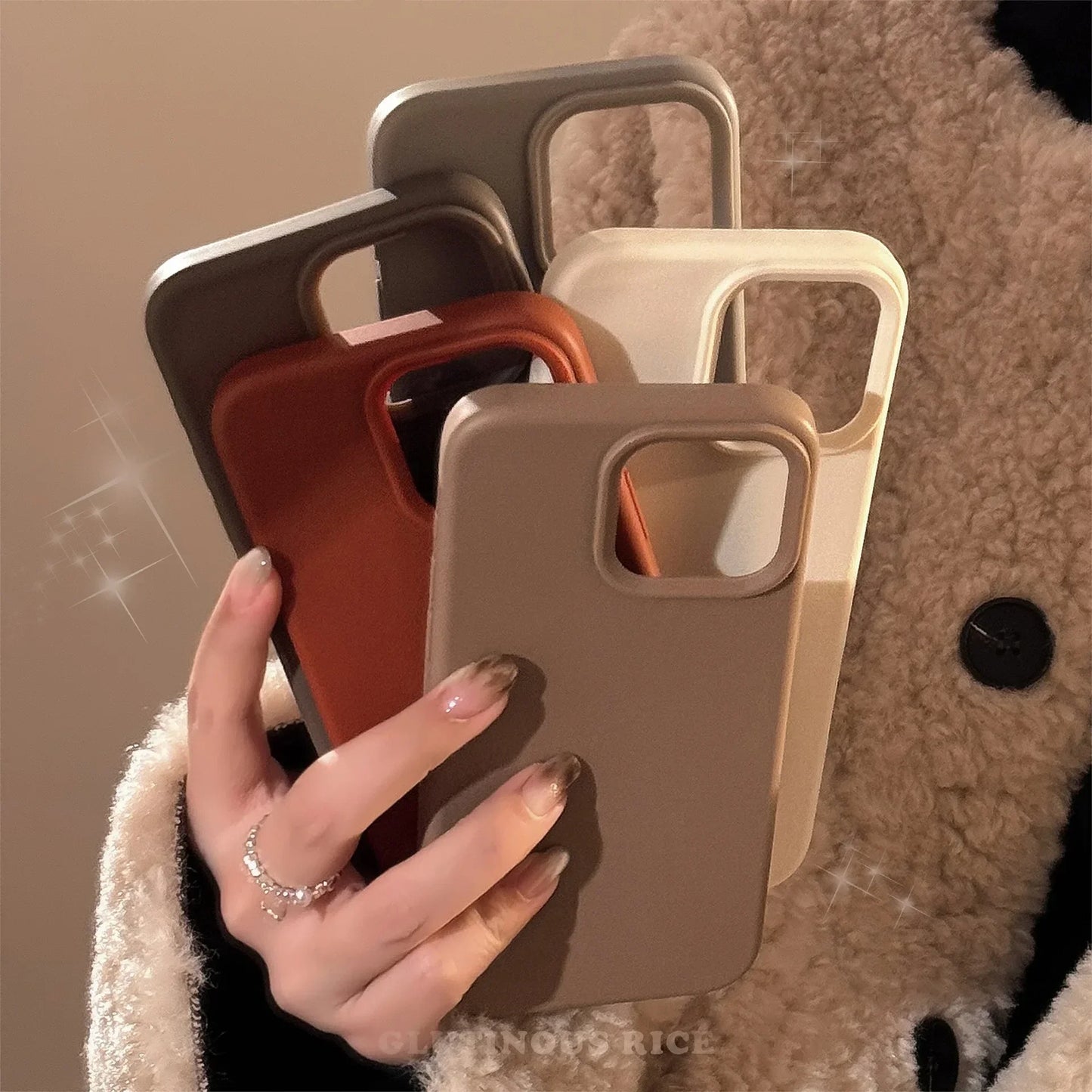 Autumn Winter Caramel Chocolates Milktea Maillard Solid Color Phone Case For iPhone