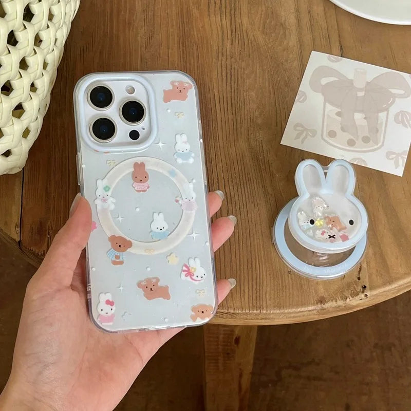 Miffy Phone Case with Holder Kawaii Miffy Rabbit Suitable For iPhone