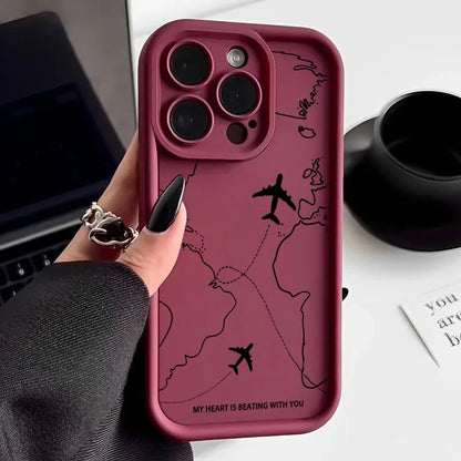 Airplane Route Pattern Phone Case For iPhone