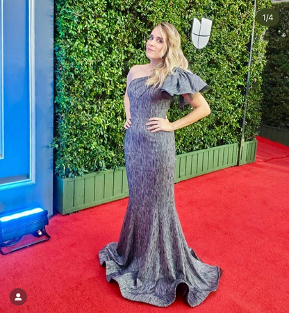 One Shoulder Bow Sleeve Gown