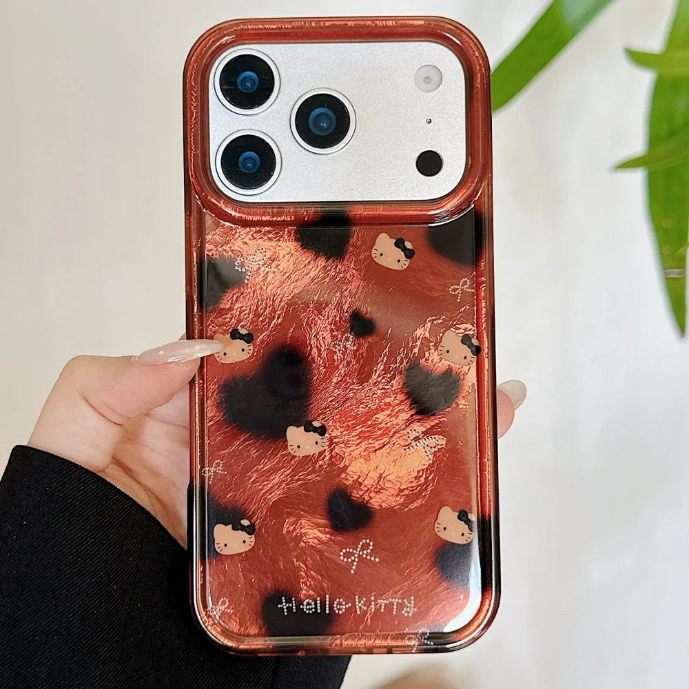 Luxury Cute All Inclusive Brown Bottom Leopard Print Bow Kitty Case Phone  For iPhone