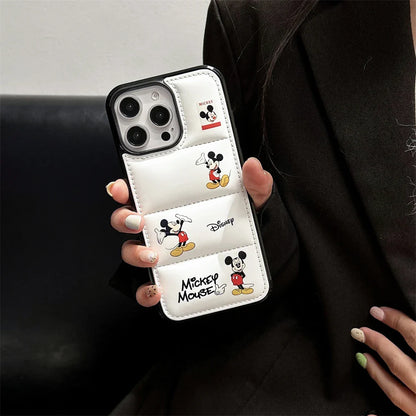 Luxury Down Jacket Bumper Silicone Cartoon Disney Mickey Phone Case