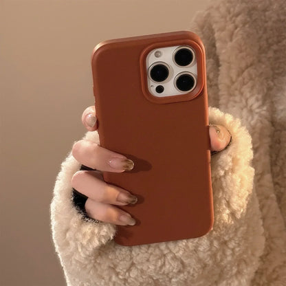 Autumn Winter Caramel Chocolates Milktea Maillard Solid Color Phone Case For iPhone