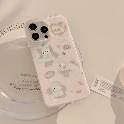 Korean Glitter Cartoon Cute Cats Clear Soft Phone Case For iPhone