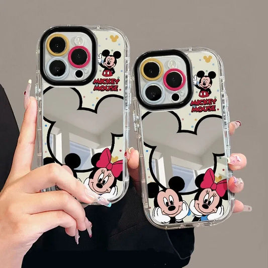 Cartoon Mickey Minnie Couple Mirror Creative Cute Phone Case For iPhone