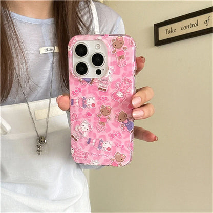 Fashion Pink Leopard Print Hello kitty Phone Case For iPhone