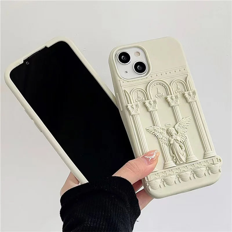 Literature Trendy Retro Artwork 3D Angel Statue Phone Case