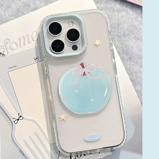 Korean 3D Cute Cartoon Blue Apple Star Soft Phone Case For iPhone