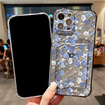 Cute Flower Wallet Card Bag Phone Case