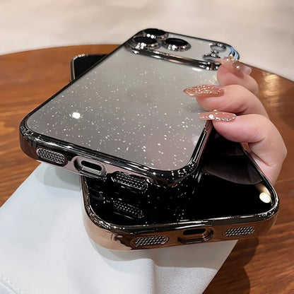 Ultra Thin Slim Plating Transparent Glitter PC Case  For iPhone
